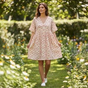 Floral V-Neck Short Sleeve Women’s Dress